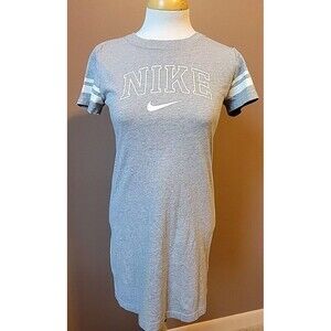 Nike Women's Sportswear NSW Varsity T-Shirt Dress Grey/White Stretch | Size XS